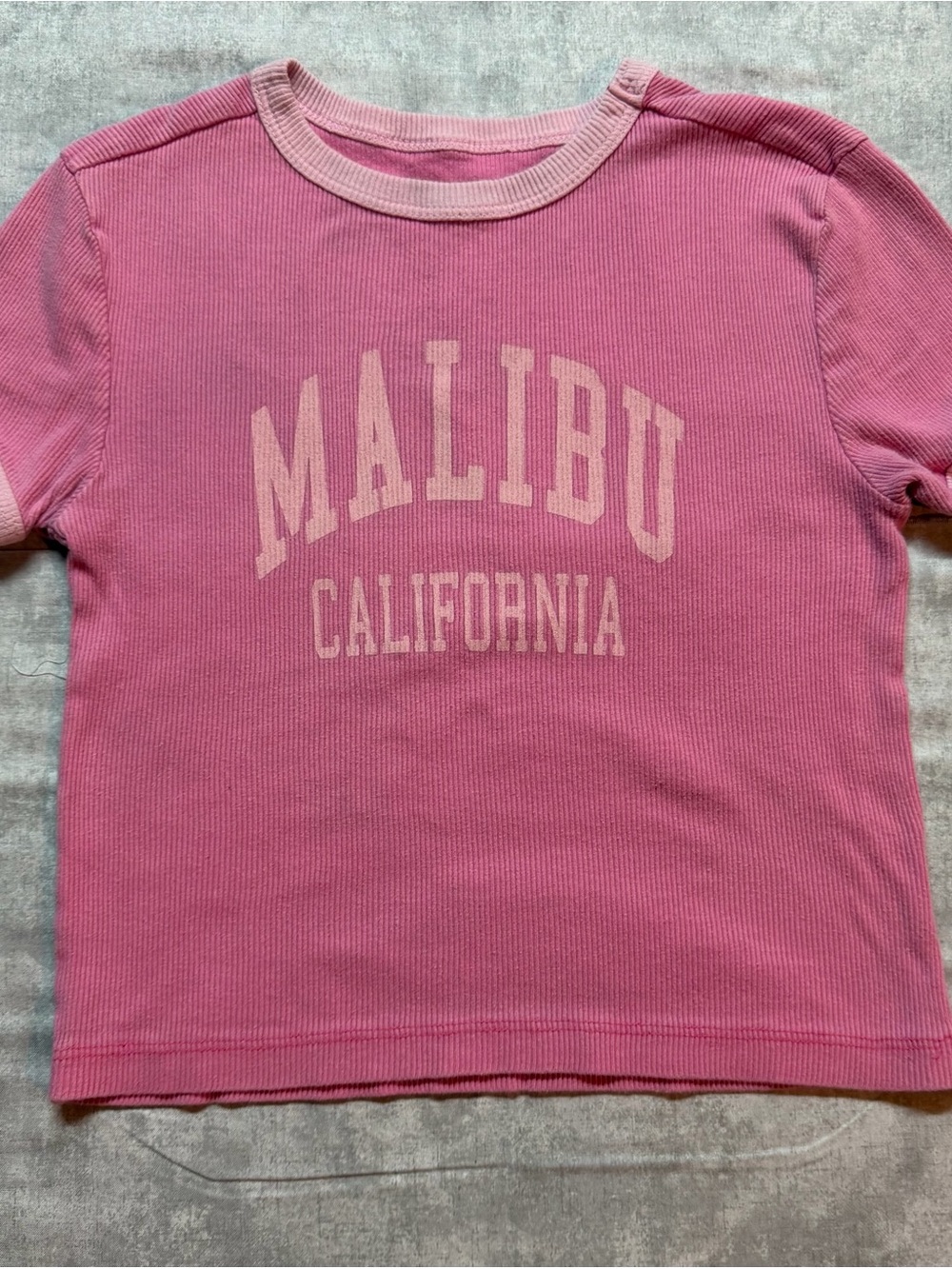 Social Culture Women's S Pink Malibu California Graphic Print Crew Neck T-Shirt